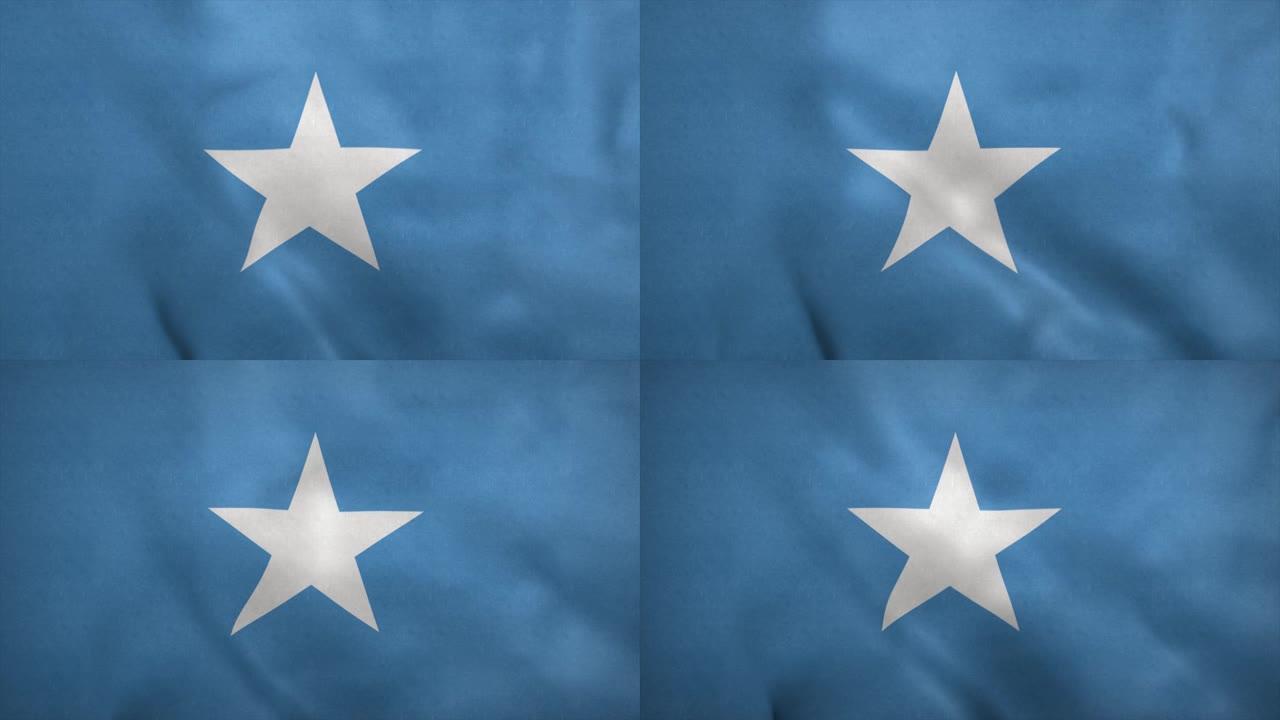 索马里国旗在风中飘扬。无缝循环