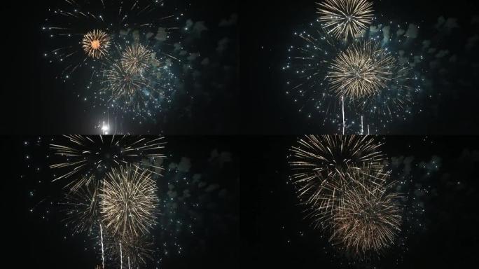 壮观的烟花照亮了阿联酋阿布扎比的天空，以庆祝开斋节