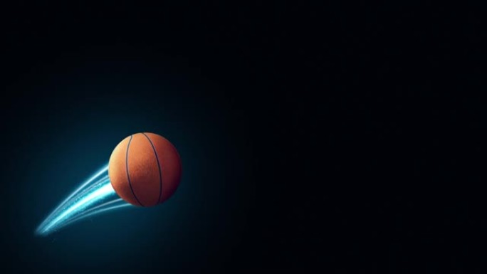 篮球球速快速魔法效果在蓝色火焰和灯光黑色背景3d渲染