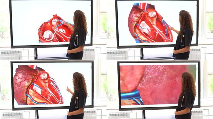 科学家或医学生在实验室中与人体器官一起使用计算机