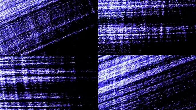 带有光影的硬垃圾表面材料快速移动的抽象深蓝色循环动画。抽象过渡背景，4K 3D垃圾材料纹理运动无缝循