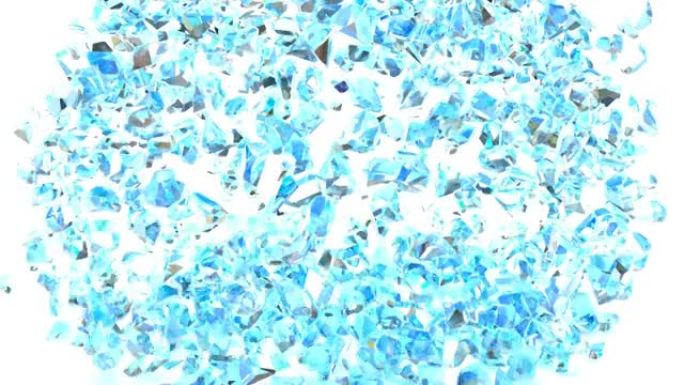 爆炸蓝色玻璃片3d风格技术概念超慢动作1000fps 4k