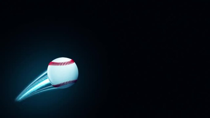 棒球球速快速魔法效果在蓝色火焰和灯光黑色背景3d渲染