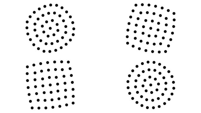 点圆形成圆形变形为方形网格阵列。