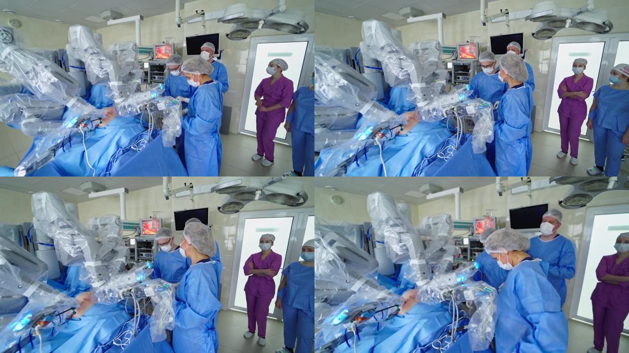 现代外科系统。医疗机器人。微创机器人手术。达芬奇手术。