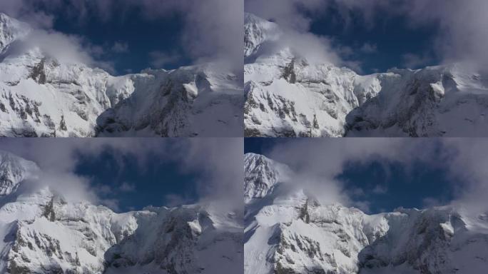 山脉和冰川的鸟瞰图少女峰