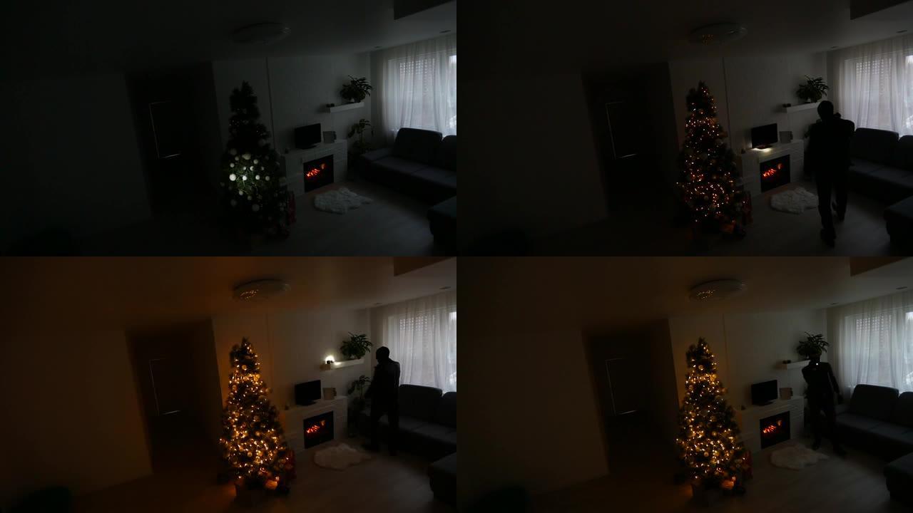 小偷打破公寓圣诞节时捕获的监视摄像机