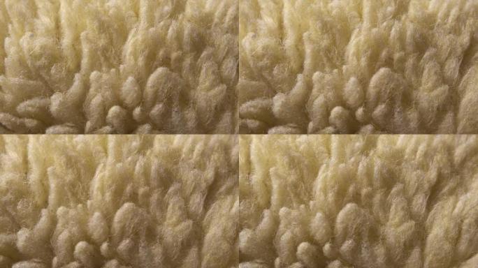 羊皮材料特写。纺织背景。宏视频滑块