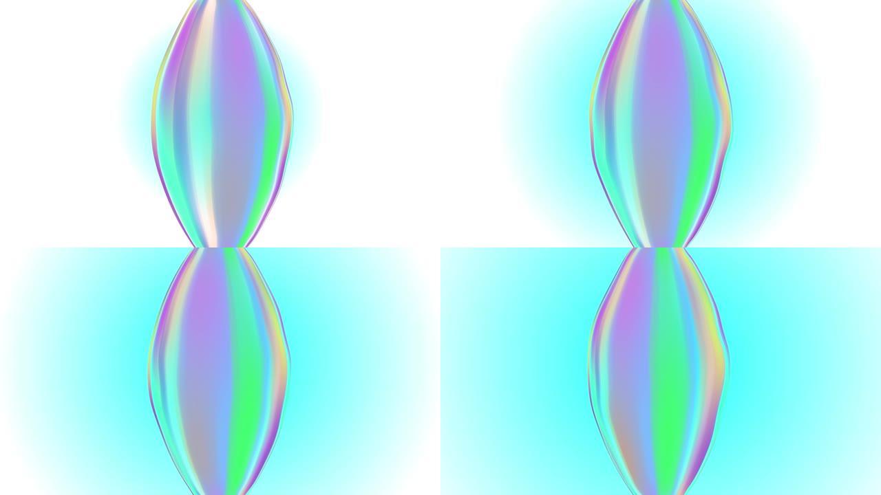 彩虹色椭圆形肥皂泡运动图形