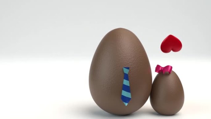 穿着父亲服装的两个鸡蛋代表父亲和孩子在4k分辨率的白色背景下的父亲节