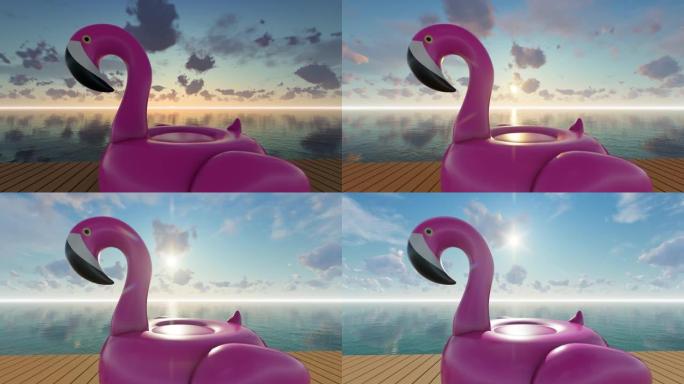火烈鸟的3D假日概念