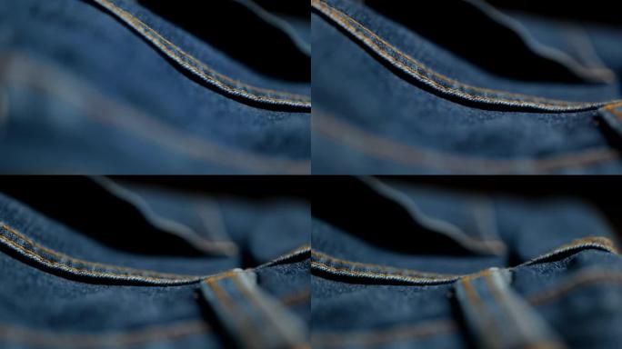 蓝色牛仔裤面料材质纹理纺织品宏观背景