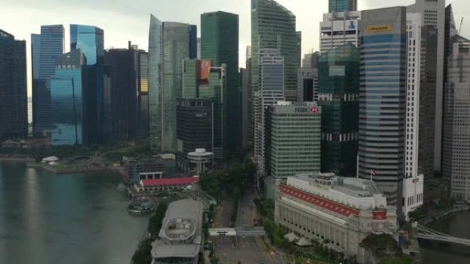 日落风暴天空新加坡市区交通湾空中全景4k