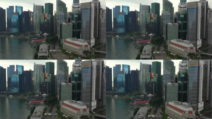 日落风暴天空新加坡市区交通湾空中全景4k