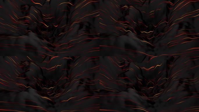 出现火脉的波浪形墙的3d渲染