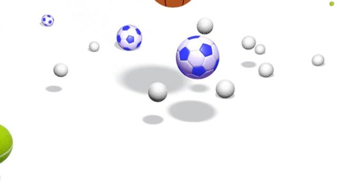 各种运动，足球，篮球，网球，高尔夫的球的3D动画。
