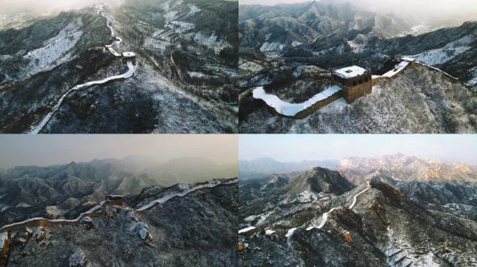 雪景长城航拍