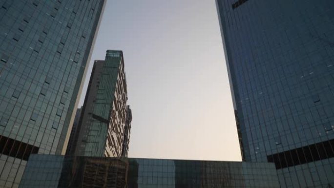 佛山现代新城文化中心日落景慢动作全景4k中国