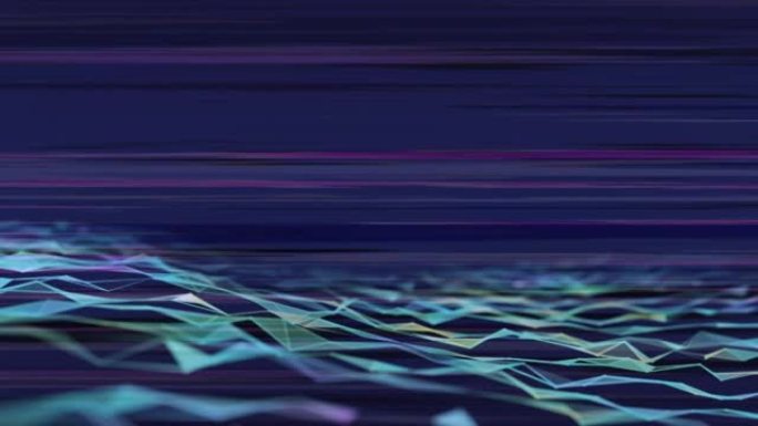 紫色背景上连接网络上闪烁线的动画