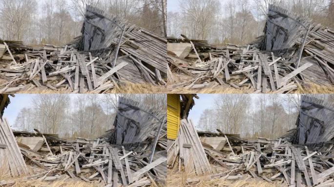 爱沙尼亚森林里破碎的木屋