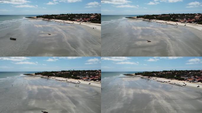 热带风光的空中景观在巴西异国情调的目的地度假。Jericoacoara，塞阿拉，巴西。