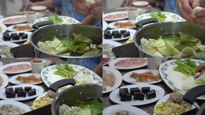 Suki海鲜中国火锅风格家庭健康餐