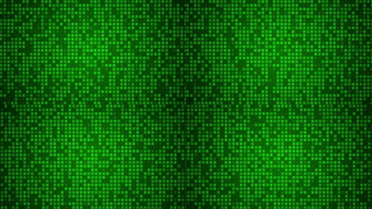 3D未来派数字数据码绿色彩波屏