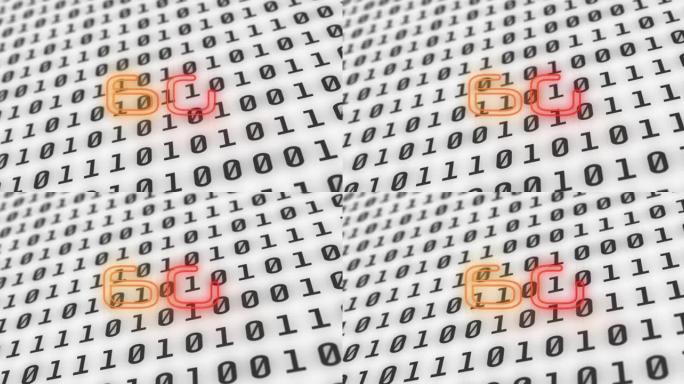 6g霓虹灯发光文本的二进制编码动画