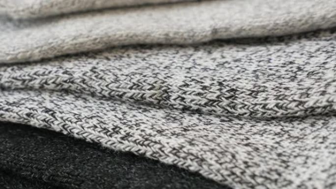 羊毛制成的保暖冬季袜子特写4k平移视频