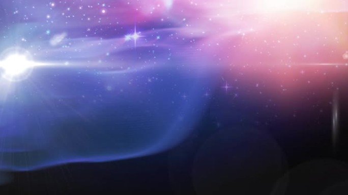粉红色和紫色宇宙上发光星星的动画