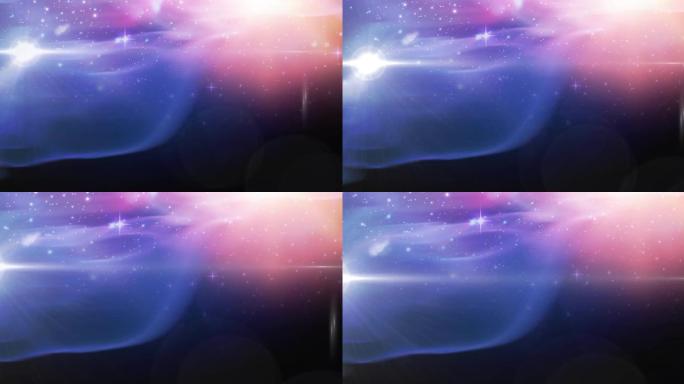 粉红色和紫色宇宙上发光星星的动画