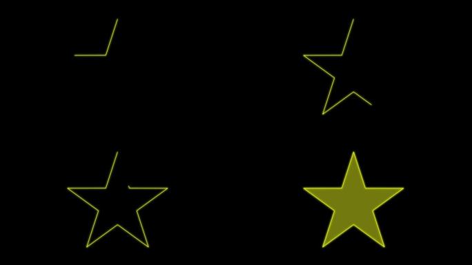 星星无缝图案光谱循环动画发光霓虹灯线抽象背景与霓虹灯星。