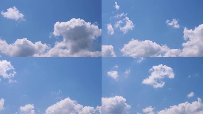 时间流逝的云，滚动的浮云在移动，白云时间流逝。云在蓝天上奔跑。蓝天背景白云的4k延时。