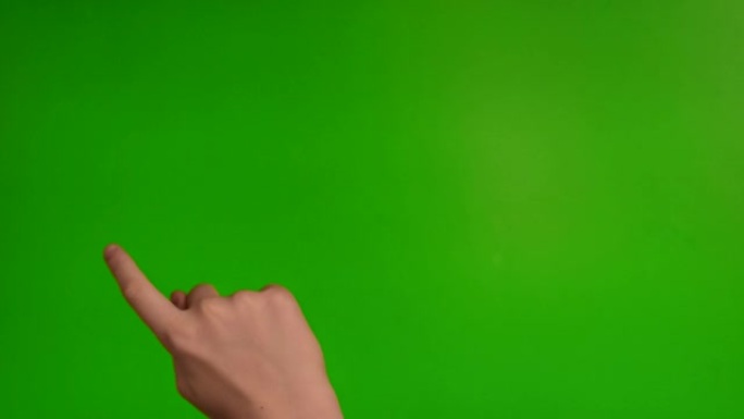 手势包。少女手触摸，点击，点击，滑动，拖动和滑动色度键绿色屏幕背景。使用智能手机、平板电脑或触摸屏。