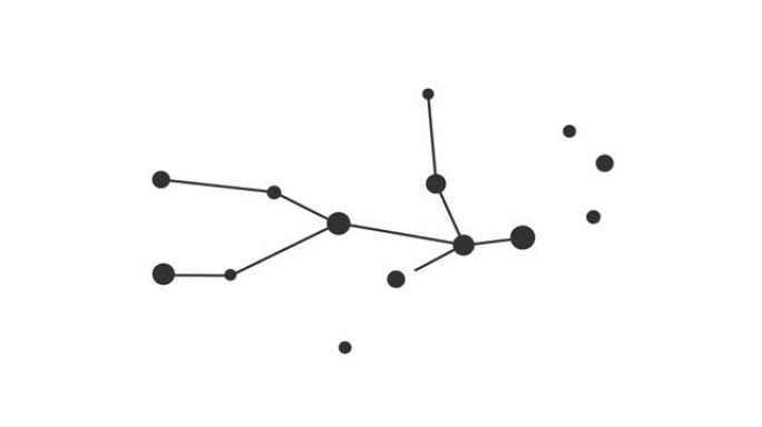 处女座星座。夜空中的星星。黑白线条艺术风格的星座。星系团。横向构图，4k视频质量