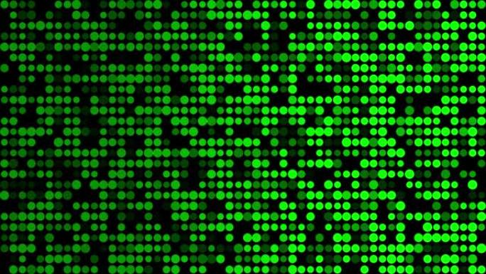 抽象点闪光闪光绿色二进制数字代码，计算机生成无缝循环抽象运动黑色背景