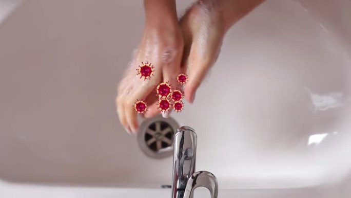冠状病毒。预防。用肥皂洗手。