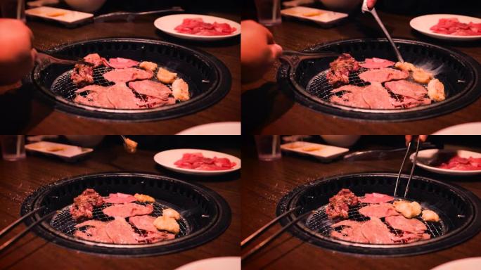 木炭烤的美味肉炭火烤制特写镜头特色美食