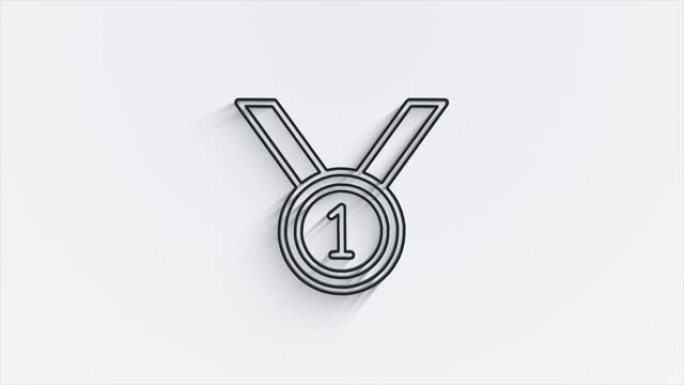 奖励线阴影奖章图标隔离在绿色背景上。获胜者奖杯符号。运动图形。