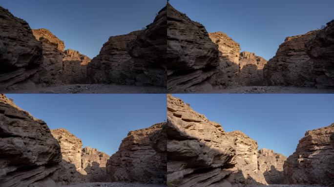 岩石山洞日出光影延时实拍视频