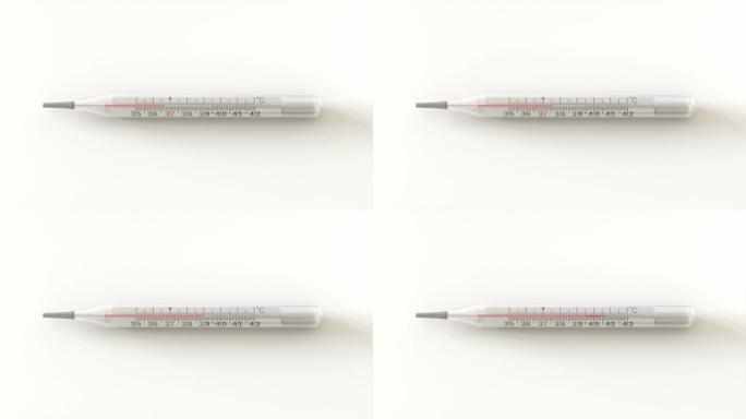 水平放置的温度计显示不断升高的温度。