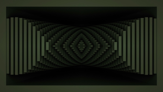 【裸眼3D】墨绿方条曲线矩阵视觉艺术空间