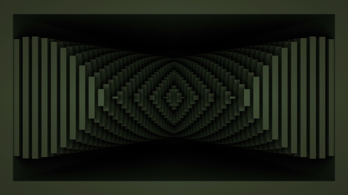 【裸眼3D】墨绿方条曲线矩阵视觉艺术空间