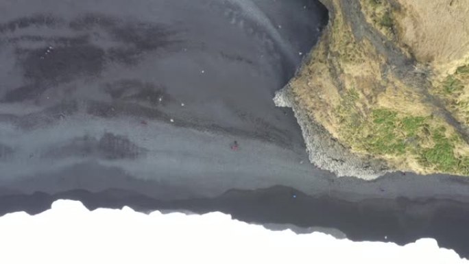 冰岛黑沙海滩鸟瞰图