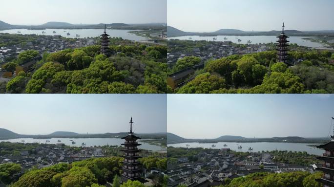 铜观音寺 太湖 晚樱 航拍 晴天 寺庙