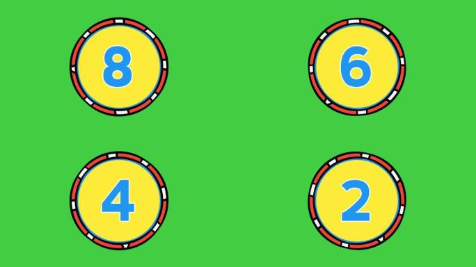 倒计时十到一个动画，如在裂瓣或solari显示。用于键控的色度键绿色背景。