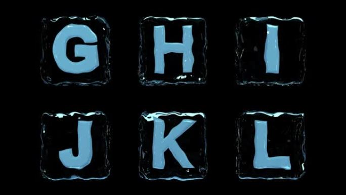 英文字体-来自在水或冰上动画的标准字母的字母。