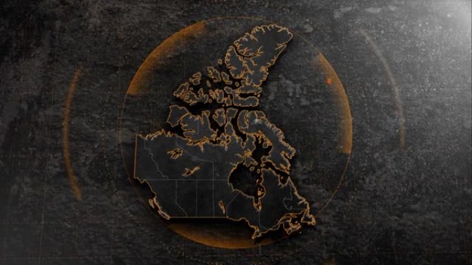 带背景平视显示器详情的4k加拿大地图