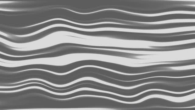 黑白简单抽象波浪时尚美丽曲线，动态复古4k分辨率，科技复古风格未来循环背景，移动线条
