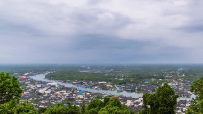 北南村镇、渔民村和来自考马特景的河流-时间流逝